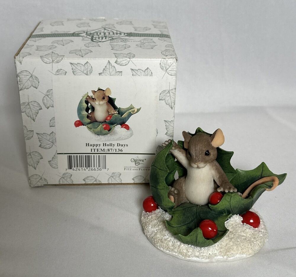 CHARMING TAILS HAPPY HOLLY DAYS MOUSE FIGURINE 87/136 FITZ & FLOYD